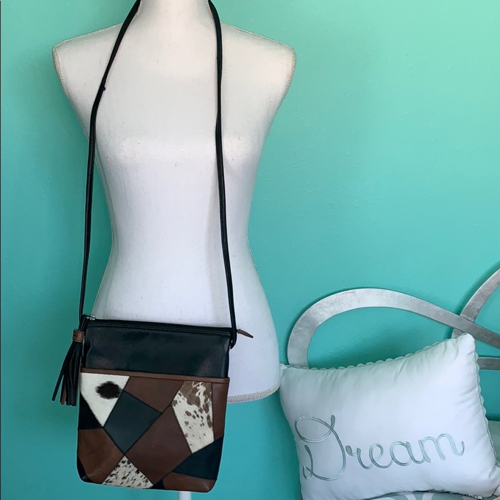 Leather Patchwork Crossbody Bag - image 1